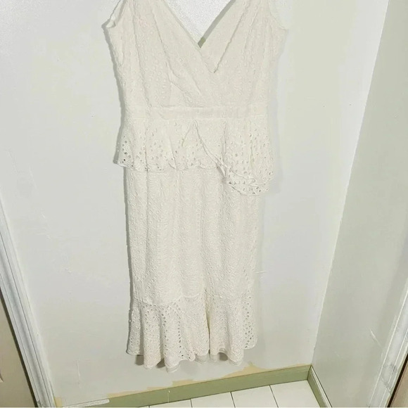 Yumi Kim Dynasty Riviera White Eyelet Midi Dress Ruffle Sleeveless Party Shower - Picture 4 of 13